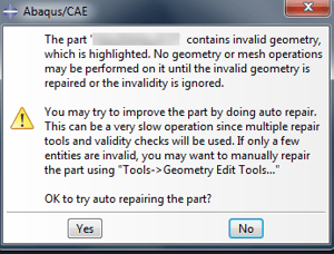 FIGURE 2-Invalid geometry dialog box