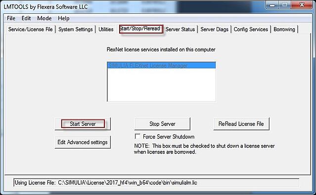 SIMULIA Abaqus LMTOOLS Start Stop Reread licensefile.jpg