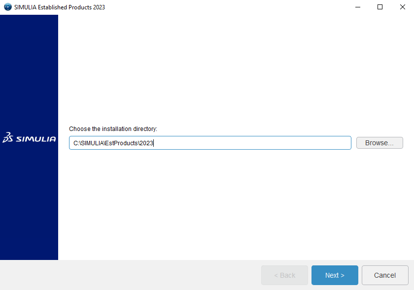 defining installation directory for abaqus 2023