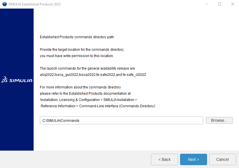 define commands directory abaqus 2023