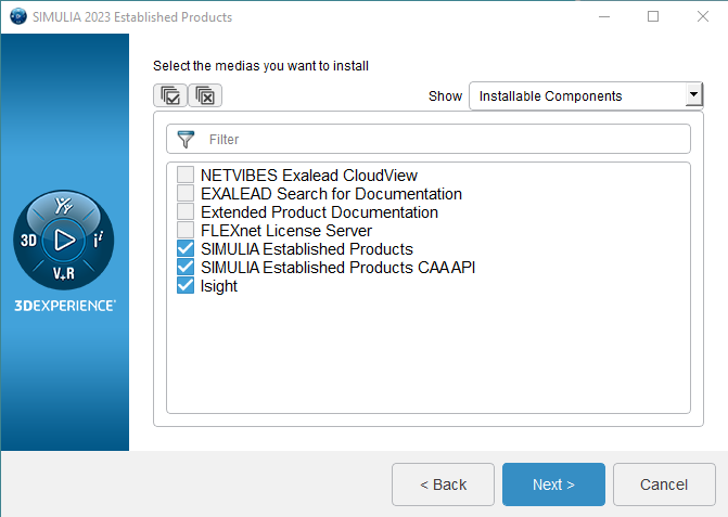 selecting abaqus 2023 media installation